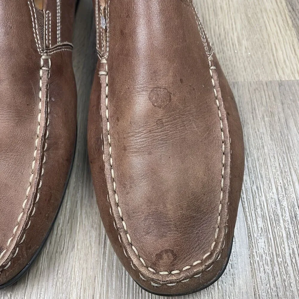 Geox Respira Shoes Mens Size 44 Brown Leather Slip On Moc Toe Loafers Comfort
